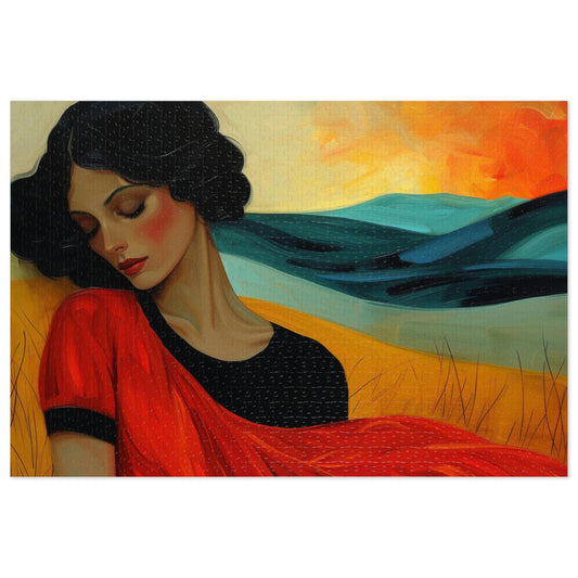 Serene Beauty Jigsaw Puzzle, Woman in Repose, Artistic Portrait, 110-1000pc, Shipped in a Metal Box