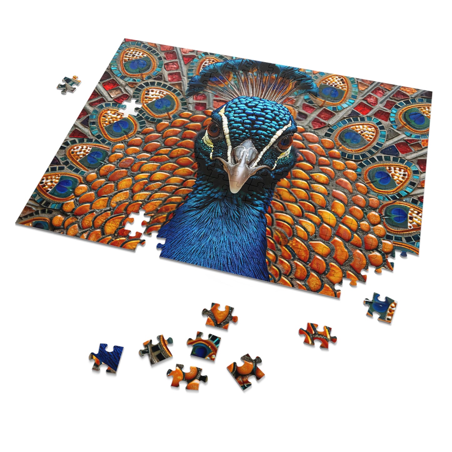 Majestic Mosaic Peacock Puzzle - Dazzling 110-1000 Pieces, A Regal Challenge for Puzzlers! Metal Box