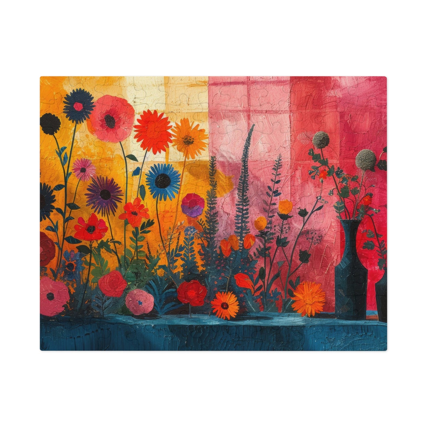 Vivid Floral Mélange Puzzle, Expressive Flower Art Jigsaw, 110-1000pc, Shipped in a Metal Box"