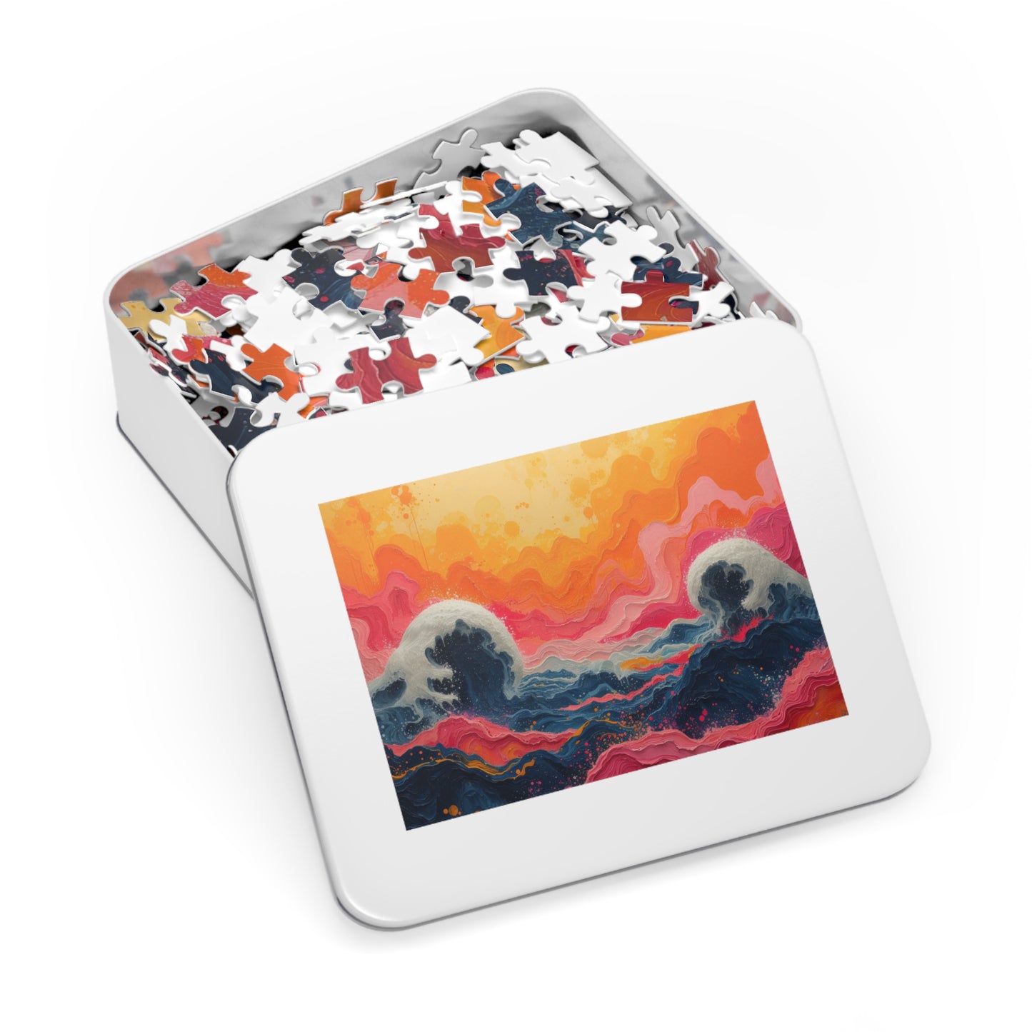 Abstract Ocean Waves Jigsaw Puzzle, Artistic Sea Motion, 110-1000pc, Shipped in a Metal Box