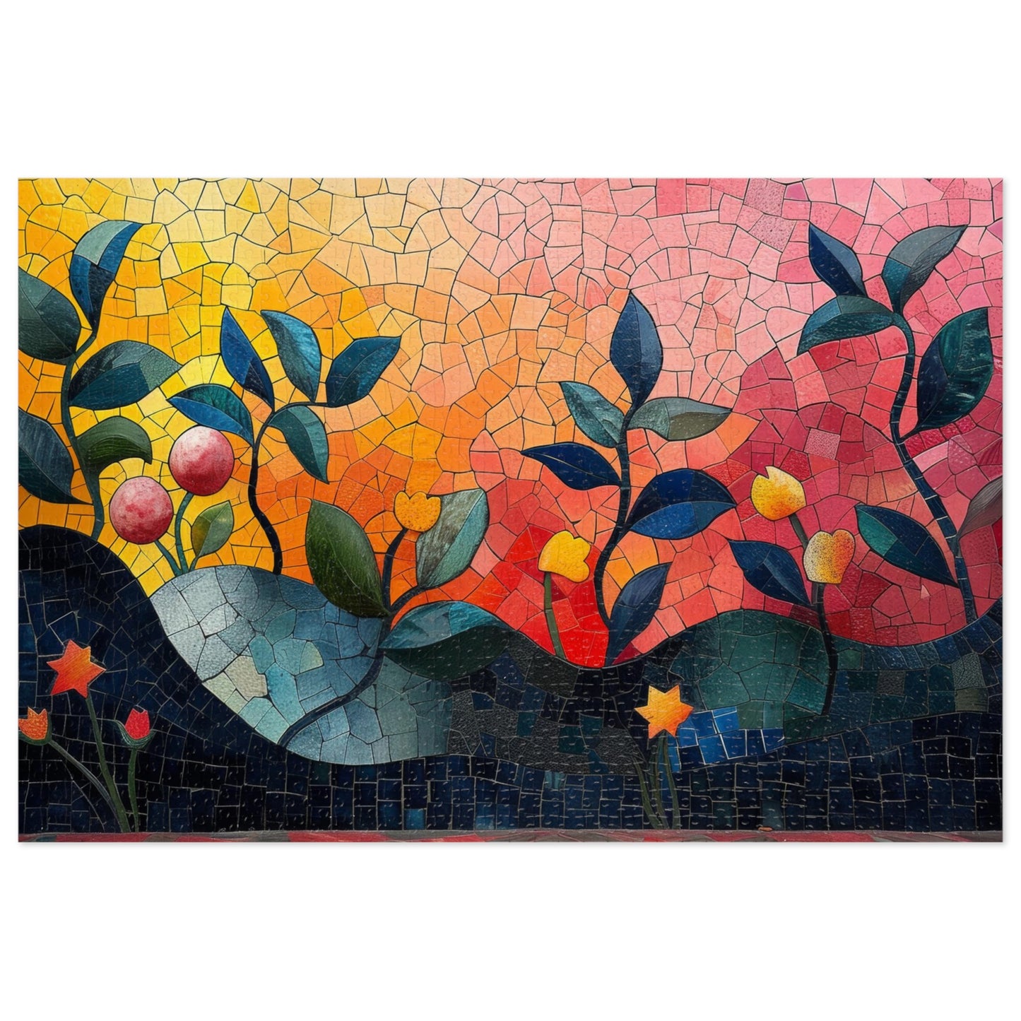 Mosaic Design Floral Jigsaw Puzzle Series, Intricate Tile Art | 110-1000 Pieces | Shipped in a Metal Box