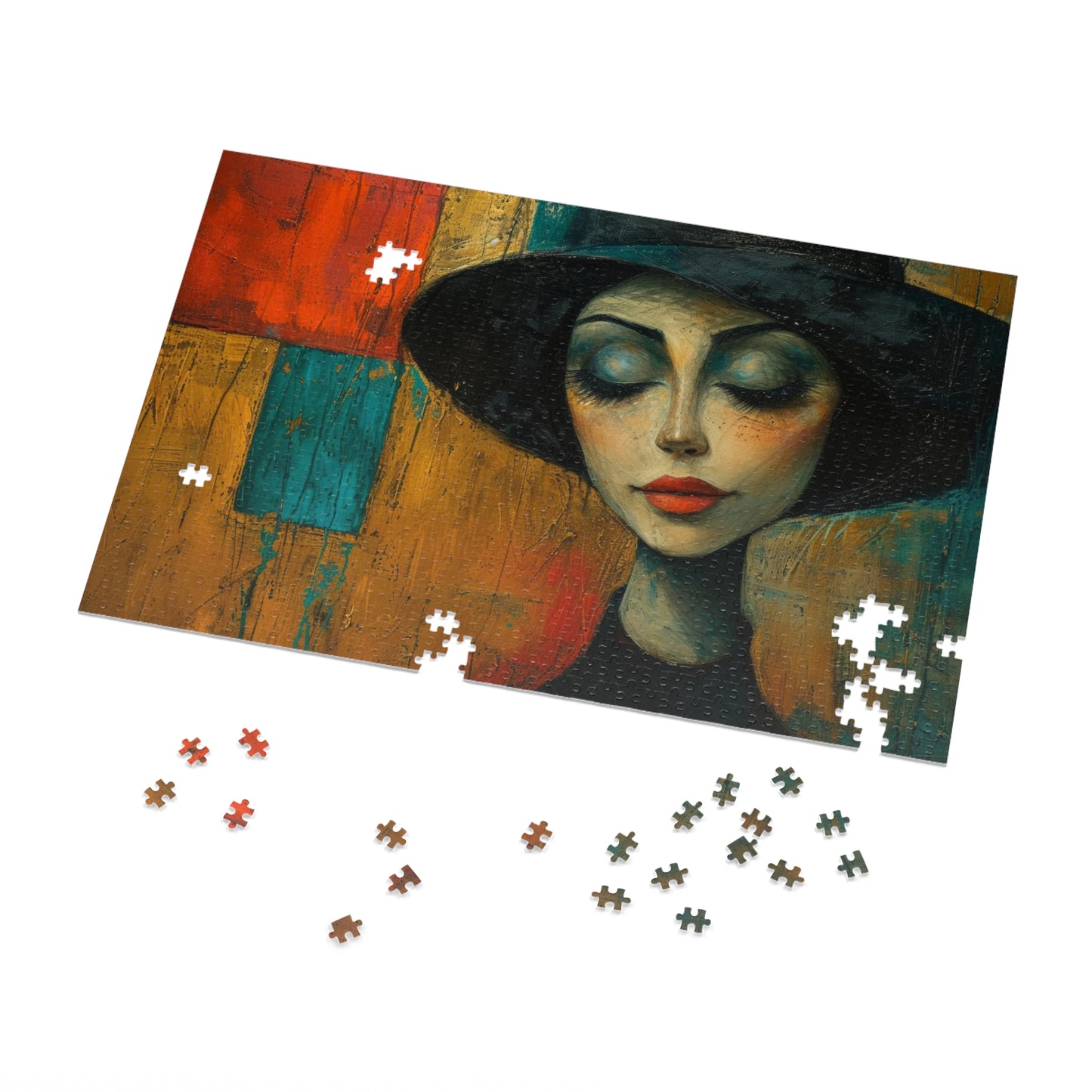 Vintage-Style Fashion Portrait Puzzle, Textured Art Jigsaw, 110-1000pc, Shipped in a Metal Box