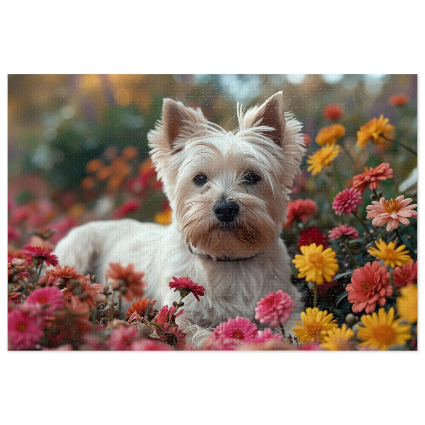 Adorable Westie in Bloom Puzzle Set - 110-1000 Pieces, Perfect Pet & Flower Jigsaw! Metal Box