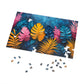 Vibrant Tropical Plant Leaves Jigsaw, 110-1000pc, Exotic Decor Puzzle, Shipped in a Metal Box