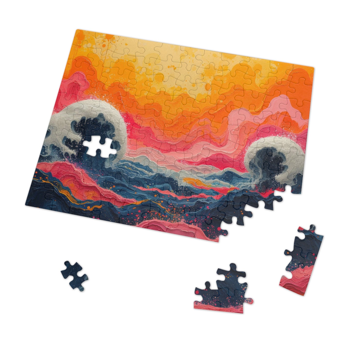 Abstract Ocean Waves Jigsaw Puzzle, Artistic Sea Motion, 110-1000pc, Shipped in a Metal Box