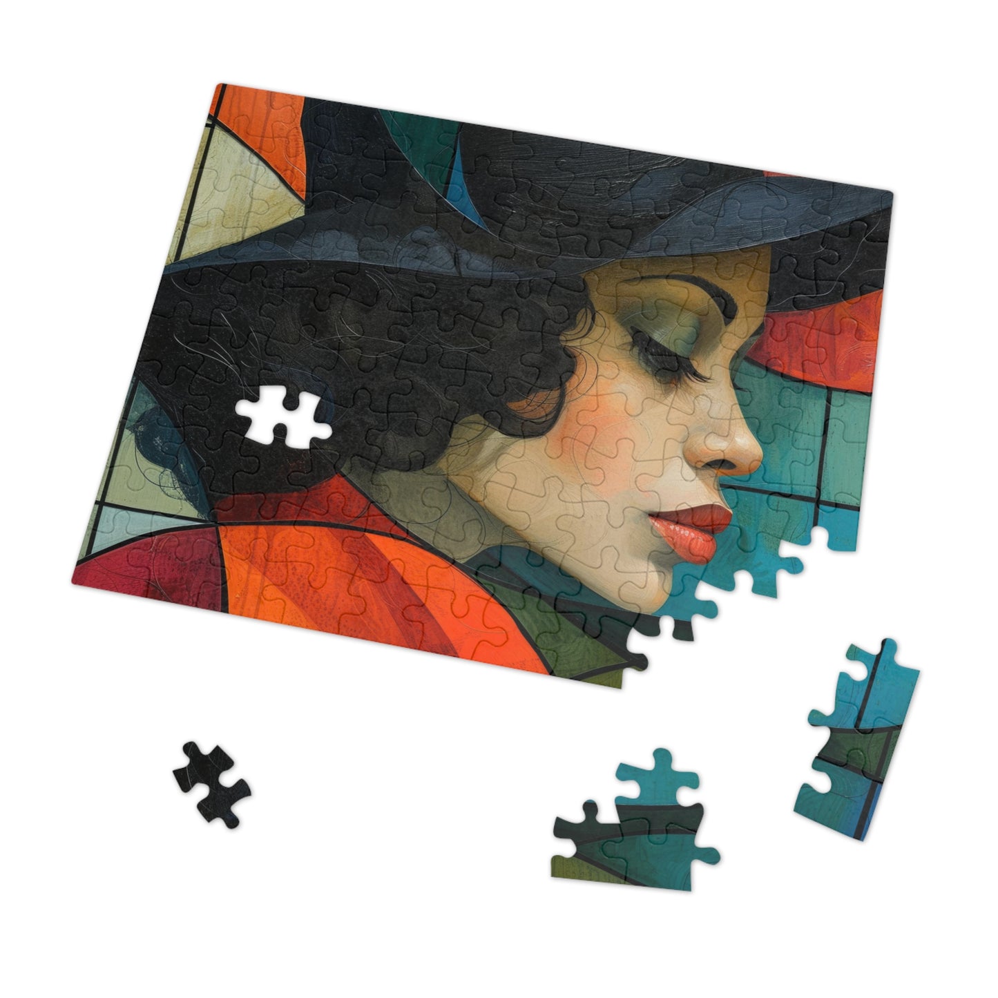 Stylish Woman Portrait Jigsaw, Cubist Art Inspired Puzzle, 110-1000pc, Shipped in a Metal Box