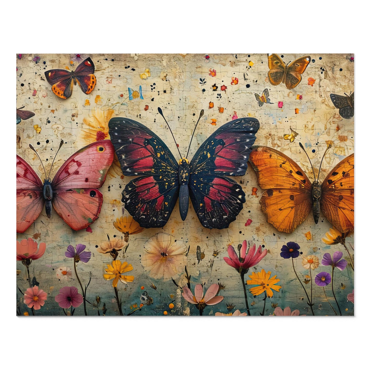 Antique Floral Butterfly Puzzle - 110-1000 Pieces, Immersive Vintage Nature Experience! Metal Box