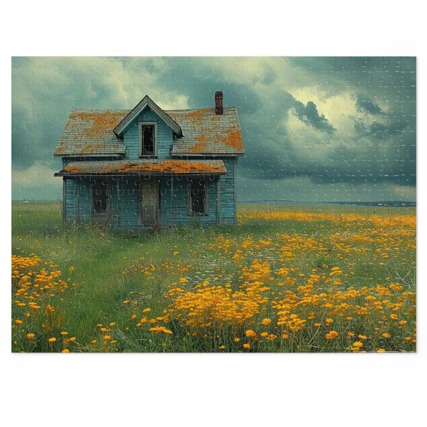 Abandoned Prairie Homestead Puzzle - Rustic Charm in 110-1000 Pieces, Ideal for Collectors! Metal Box