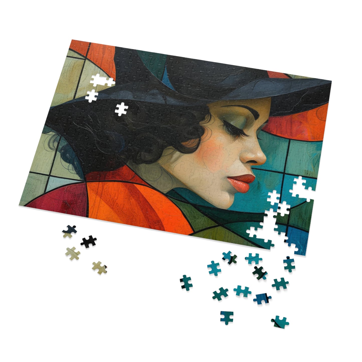 Stylish Woman Portrait Jigsaw, Cubist Art Inspired Puzzle, 110-1000pc, Shipped in a Metal Box