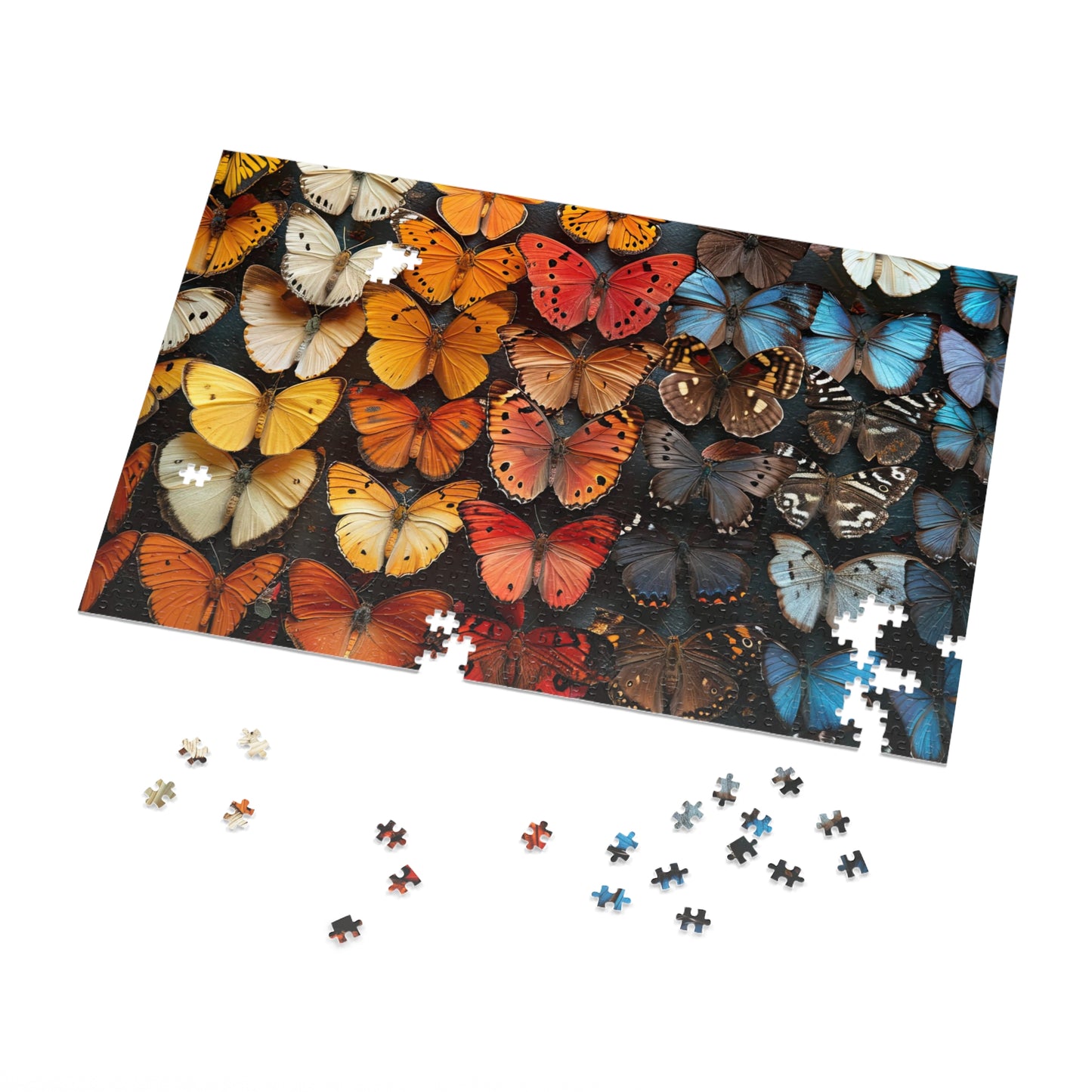 Kaleidoscope of Vibrant Butterflies Puzzles - 110-1000 Pieces for Nature Lovers & Puzzle Fans!" Metal Box