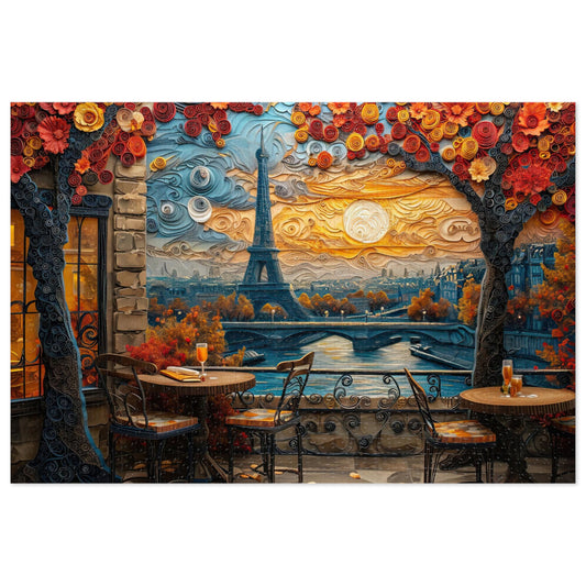 Charming Paper-Quilled Parisian Café Puzzle - 110-1000 Pieces, Artistic Cityscape Jigsaw! Metal Box