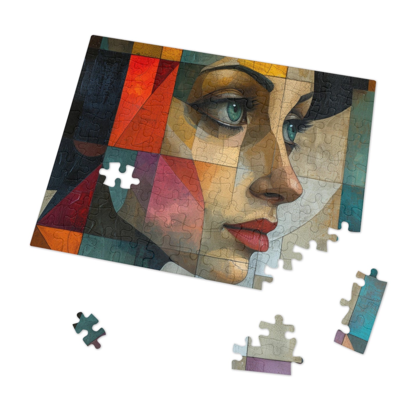 Cubist Mosaic Woman Portrait Puzzle, Artistic Jigsaw, 110-1000pc, Shipped in a Metal Box