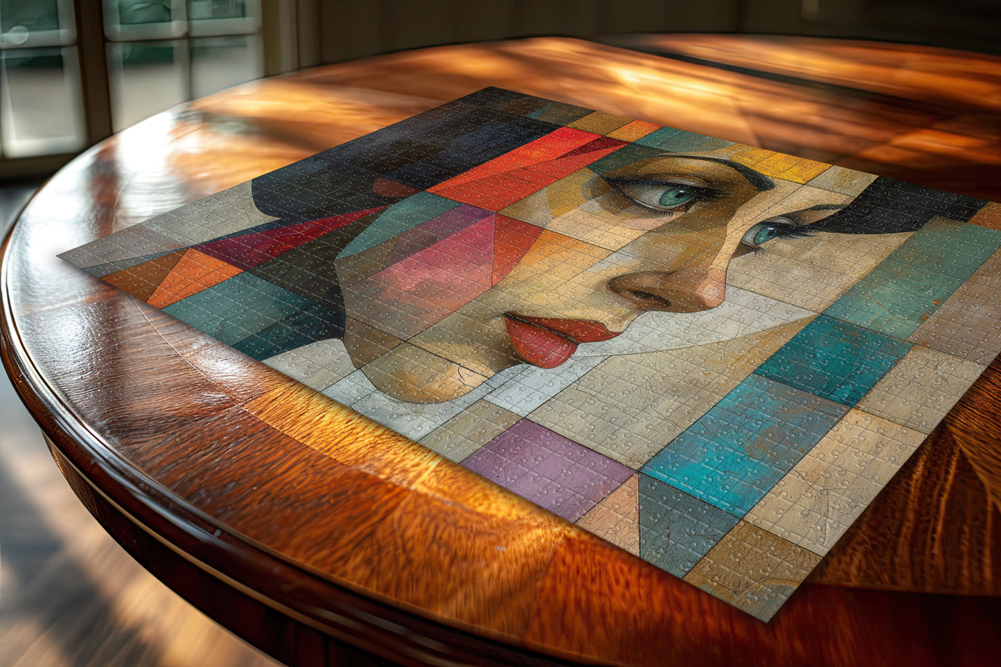 Cubist Mosaic Woman Portrait Puzzle, Artistic Jigsaw, 110-1000pc, Shipped in a Metal Box