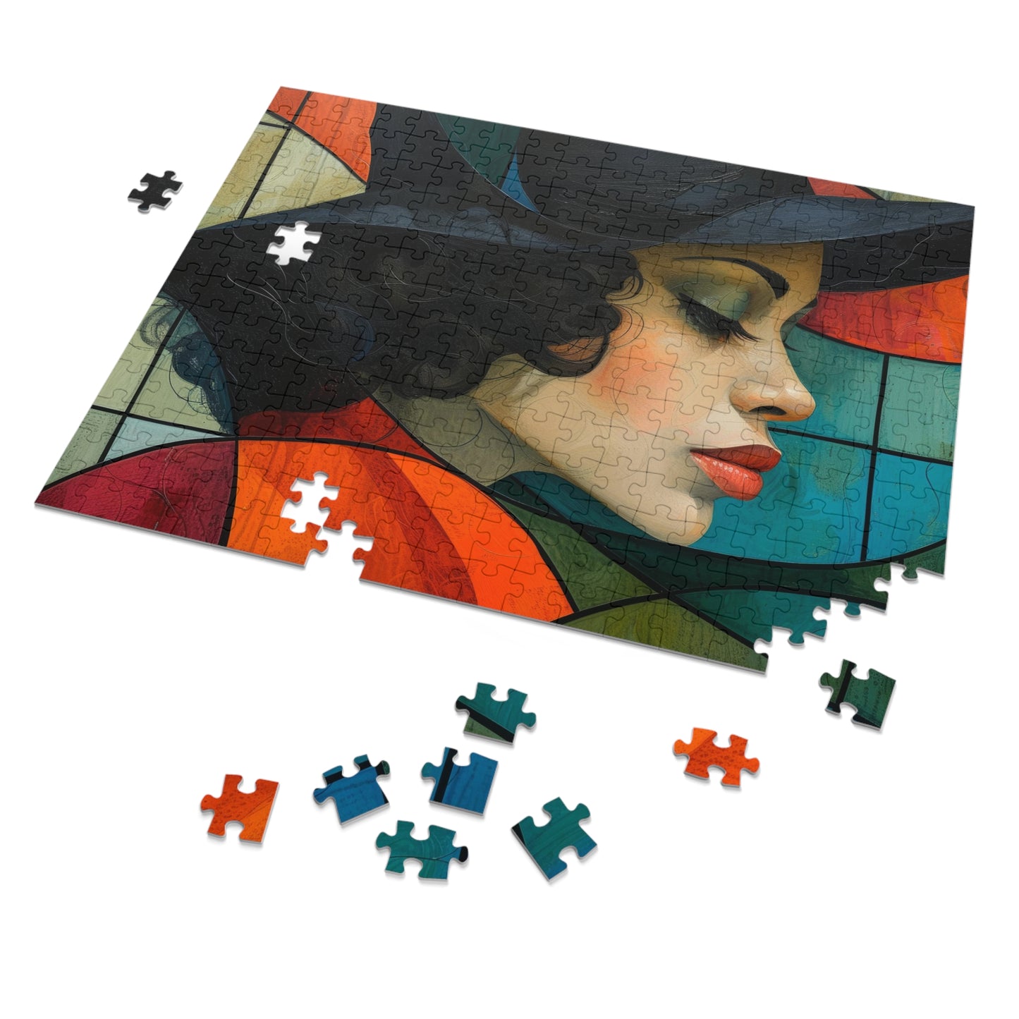 Stylish Woman Portrait Jigsaw, Cubist Art Inspired Puzzle, 110-1000pc, Shipped in a Metal Box