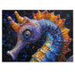 Mosaic Seahorse Puzzle, Available in 110, 252, 500 & 1000 Pieces, Intricate Ocean Art, Vibrant Tile Craftsmanship, Marine Life, Metal Box