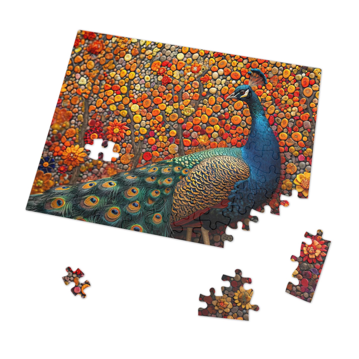 Enchanting Peacock Splendor Puzzle - Lush 110-1000 Piece Sets for a Mesmerizing Challenge! Metal Box