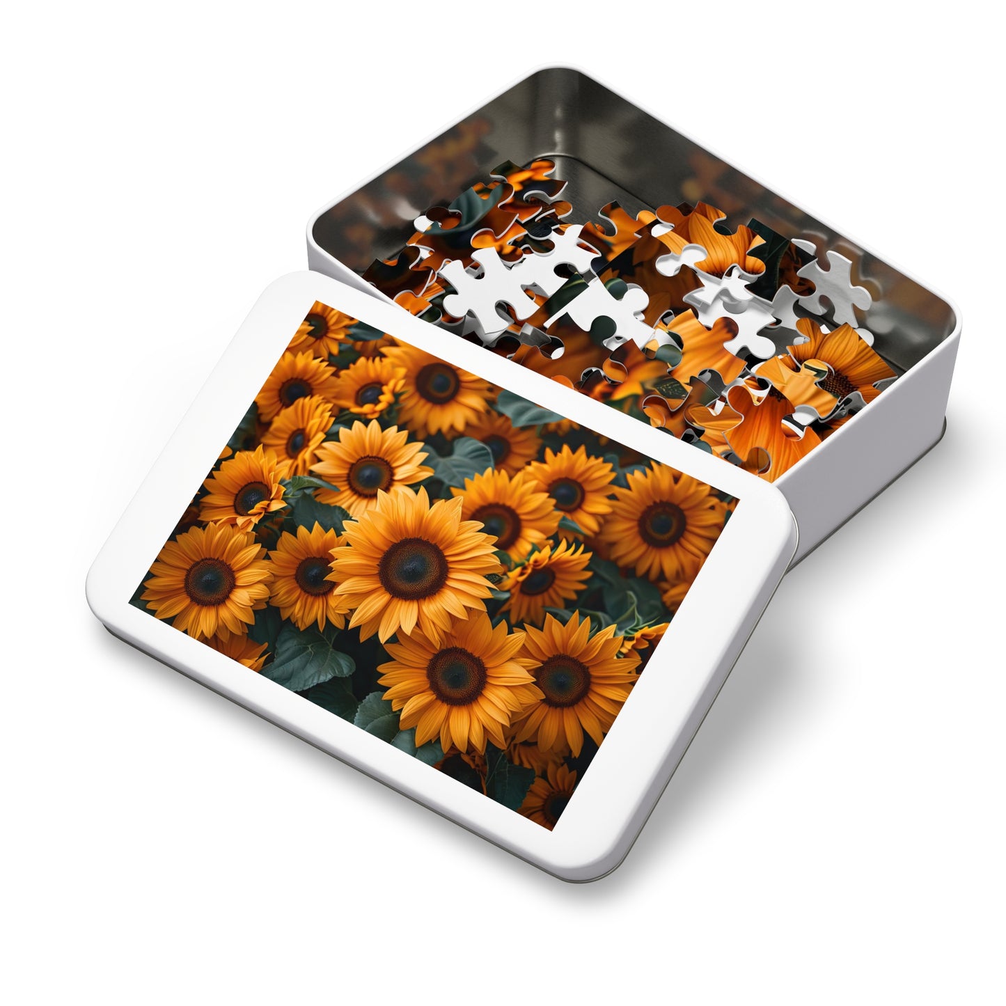 Sunflower Field Puzzle - Bright 110-1000 Piece Sets for Nature Lovers & Puzzle Fans! Metal Box