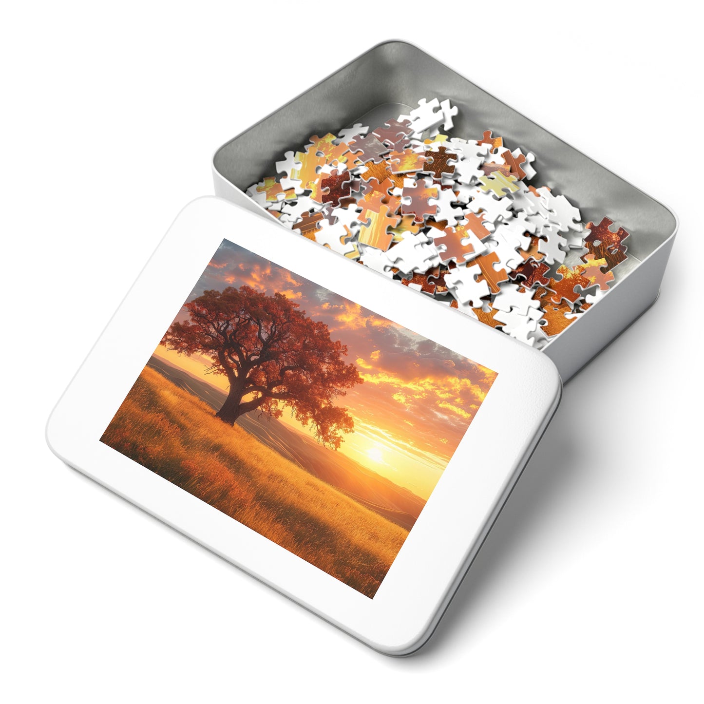 Saskatchewan Sunset Puzzle - Majestic Prairie Skies in 110-1000 Pieces, Perfect Gift! Metal Box