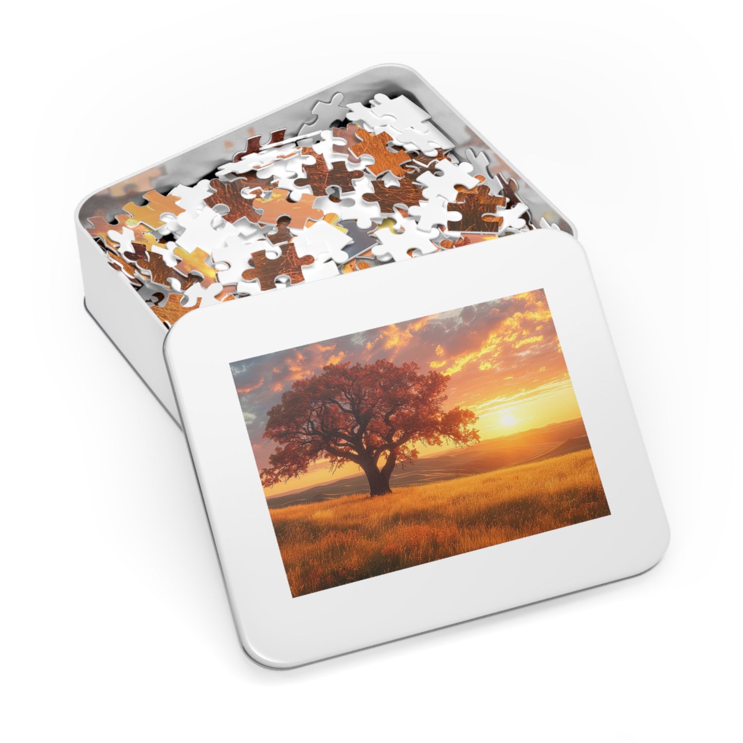 Saskatchewan Sunset Puzzle - Majestic Prairie Skies in 110-1000 Pieces, Perfect Gift! Metal Box