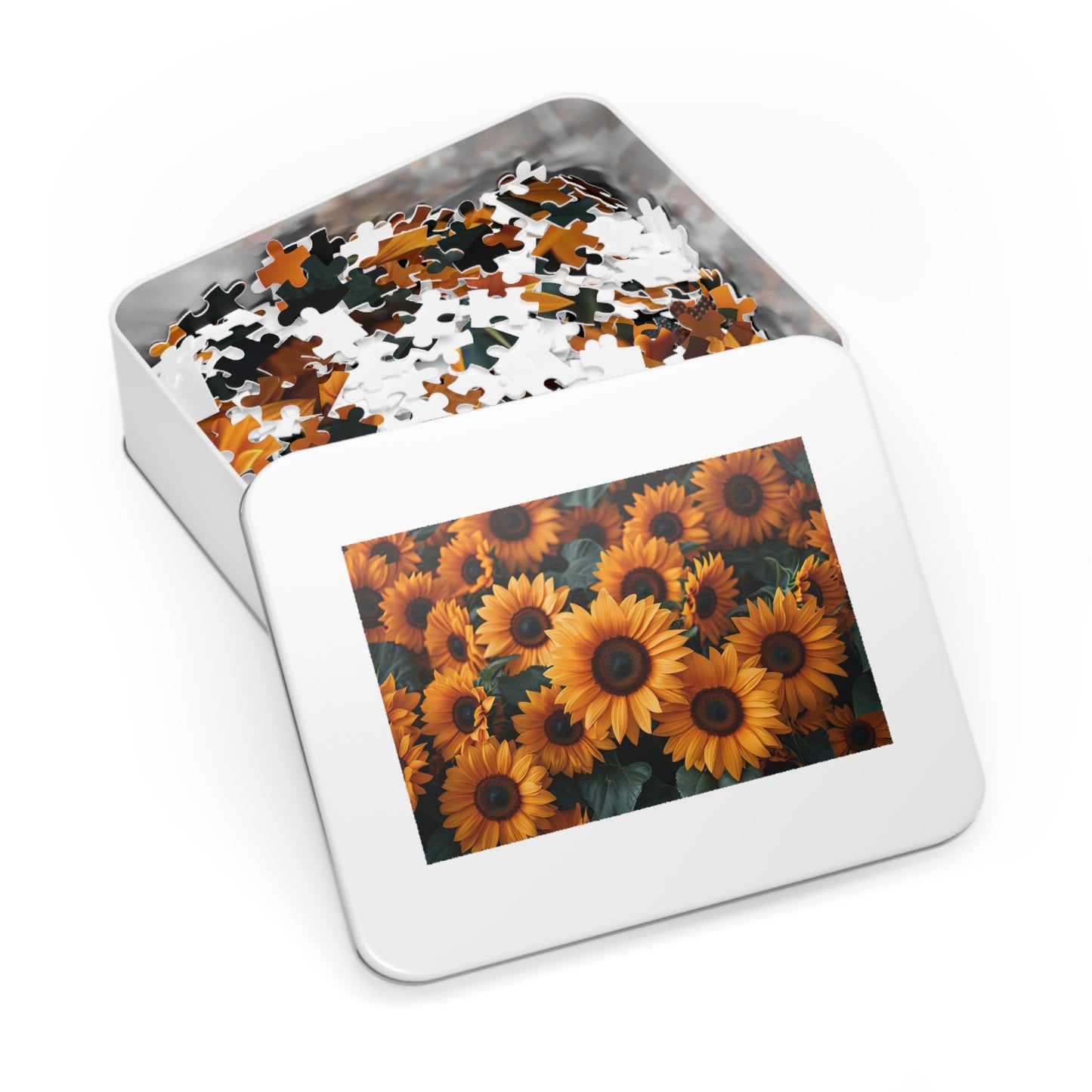 Sunflower Field Puzzle - Bright 110-1000 Piece Sets for Nature Lovers & Puzzle Fans! Metal Box