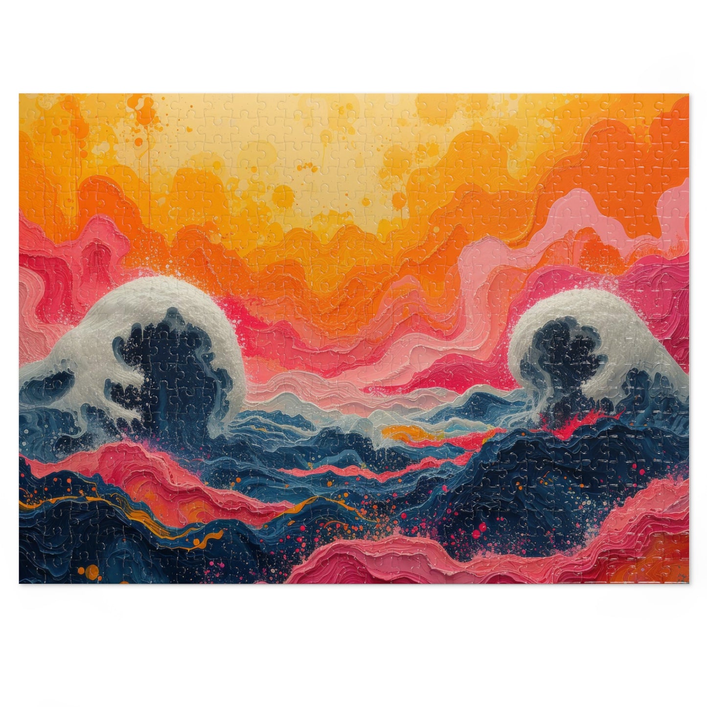 Abstract Ocean Waves Jigsaw Puzzle, Artistic Sea Motion, 110-1000pc, Shipped in a Metal Box