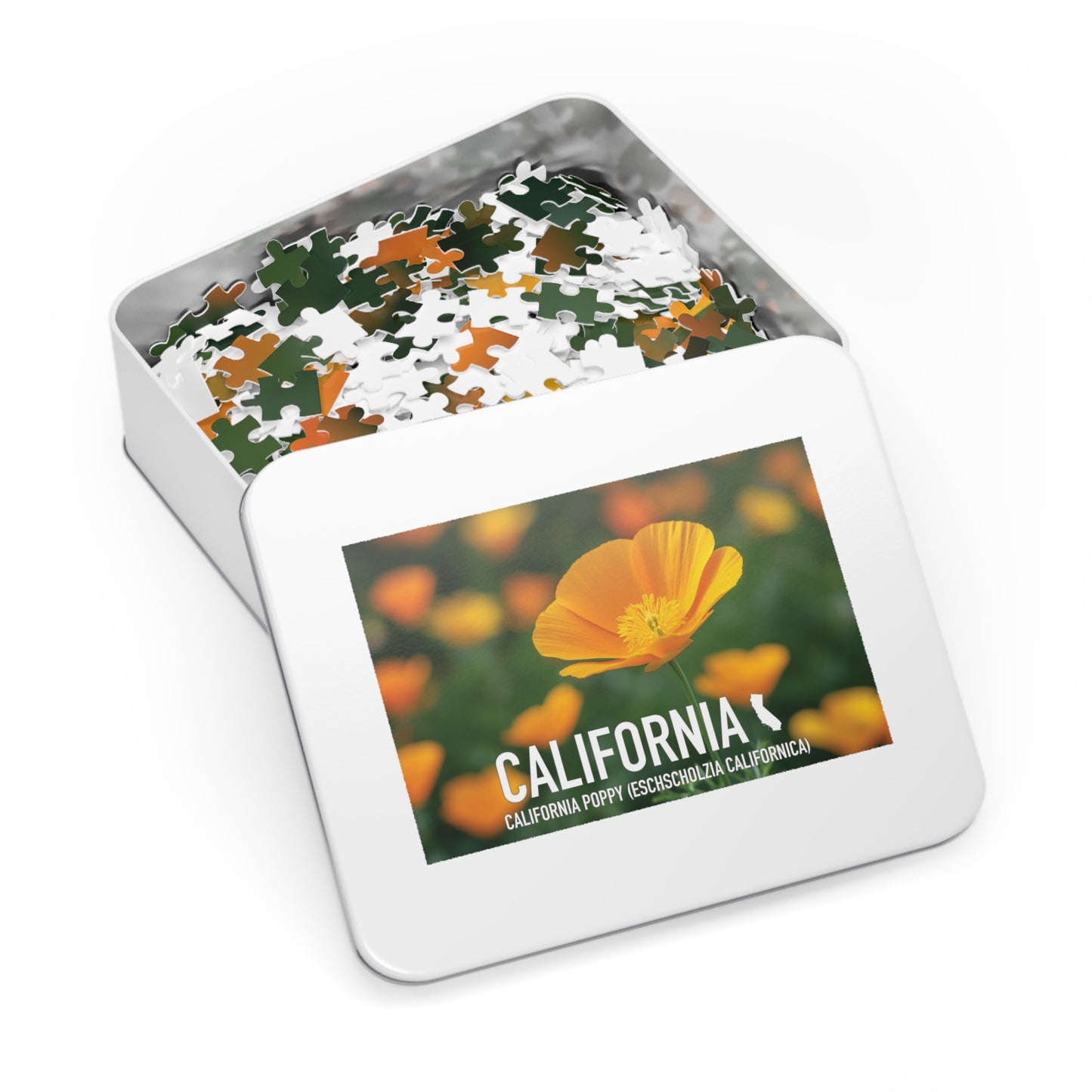 California State Flower Poppy Jigsaw Puzzle, 110-1000 pcs, Vibrant Metal Box Set