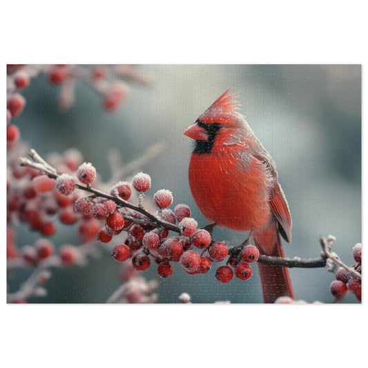 Cardinal Winter Majesty Puzzle - 110 to 1000 Pieces for Cozy Indoor Fun, Metal Box