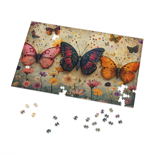 Antique Floral Butterfly Puzzle - 110-1000 Pieces, Immersive Vintage Nature Experience! Metal Box