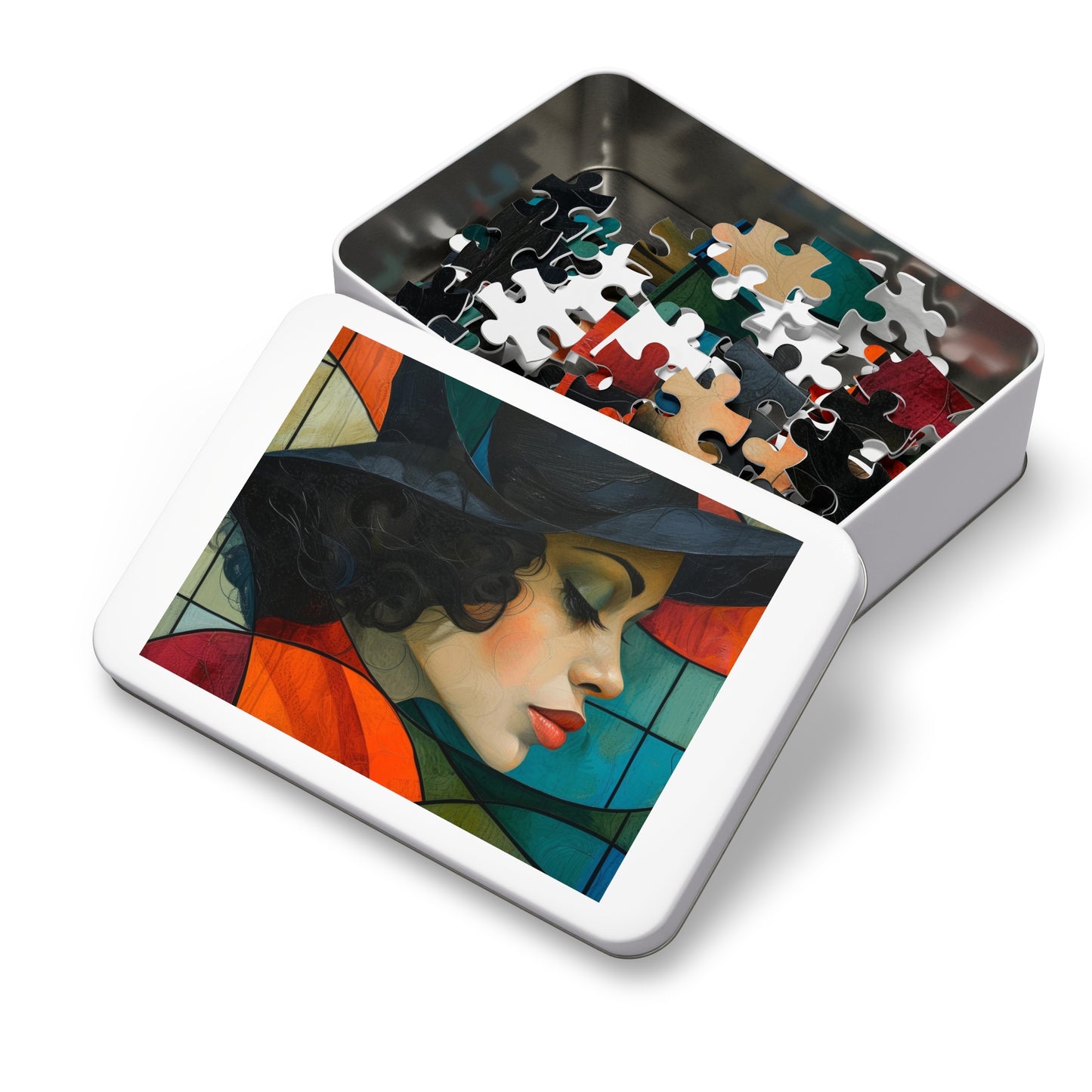 Stylish Woman Portrait Jigsaw, Cubist Art Inspired Puzzle, 110-1000pc, Shipped in a Metal Box