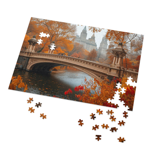 Central Park Bridge Autumn Jigsaw Puzzle Set - 110 to 1000 Pieces, Metal Box