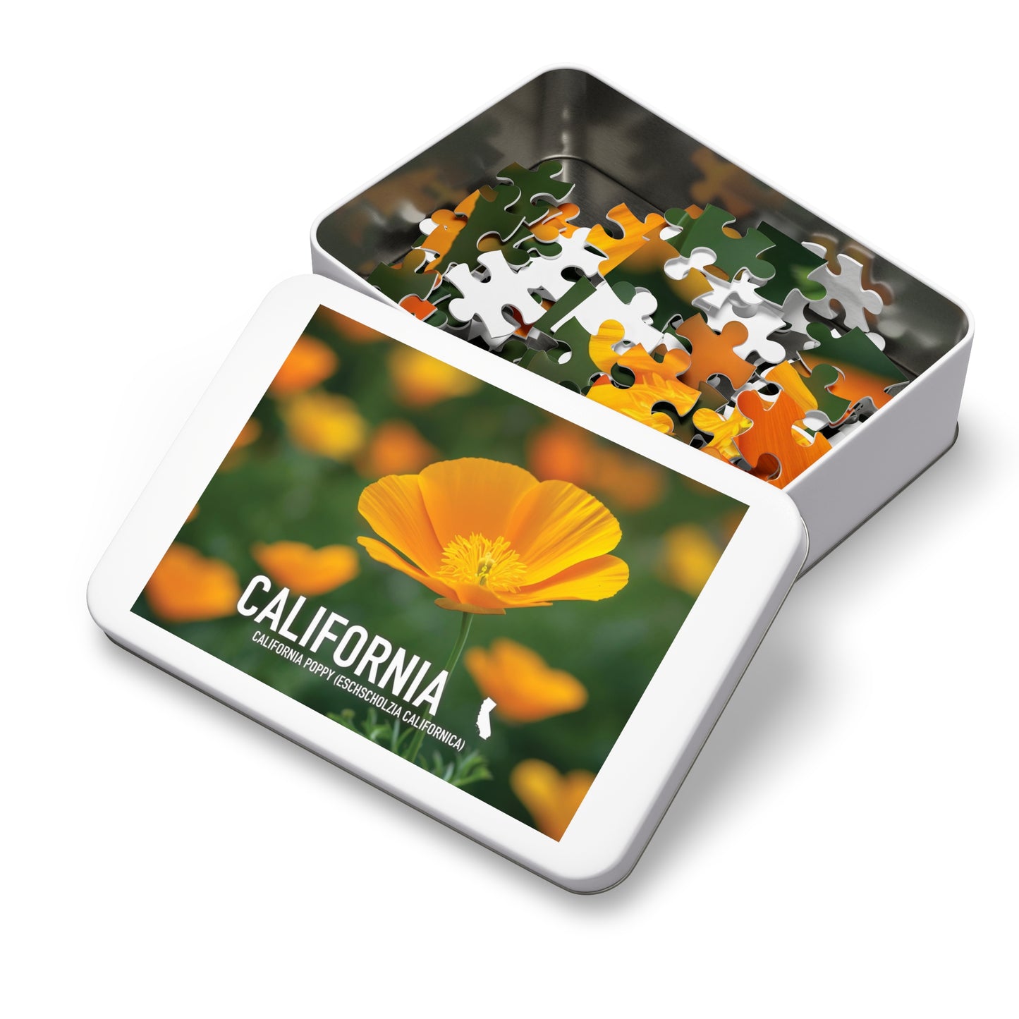 California State Flower Poppy Jigsaw Puzzle, 110-1000 pcs, Vibrant Metal Box Set