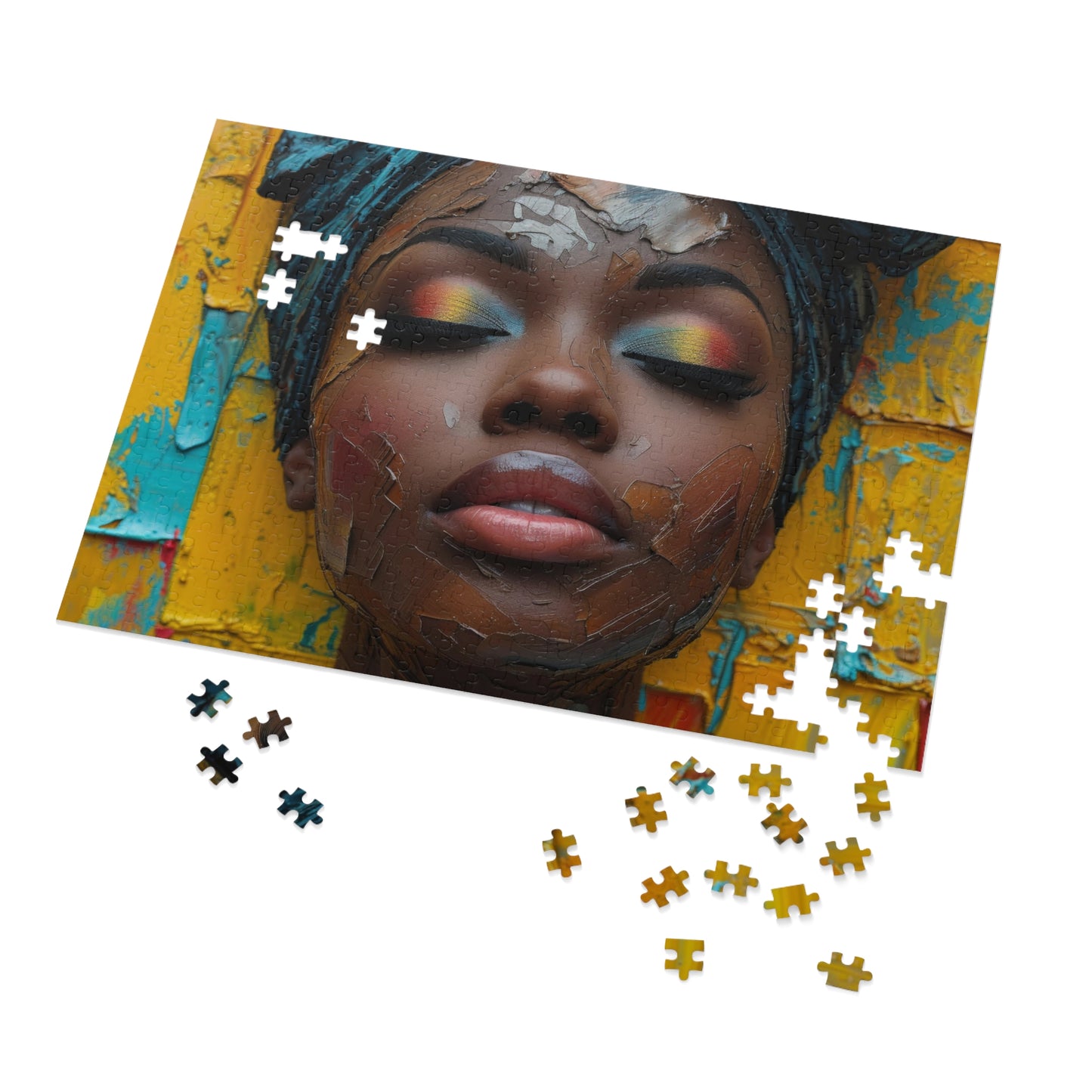 Abstract Art Woman's Face Jigsaw - Vivid Makeup, Shipped in Metal Box