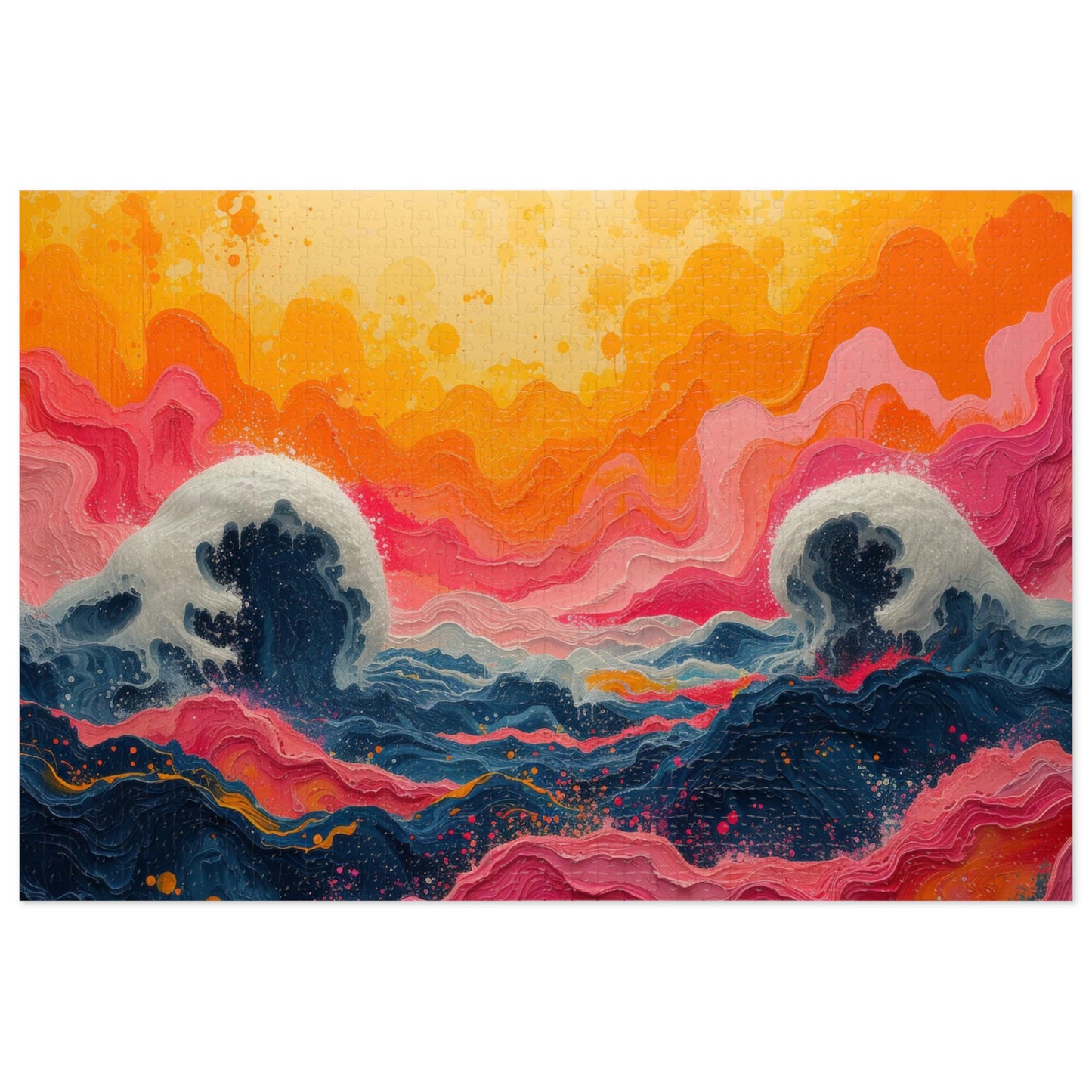 Abstract Ocean Waves Jigsaw Puzzle, Artistic Sea Motion, 110-1000pc, Shipped in a Metal Box