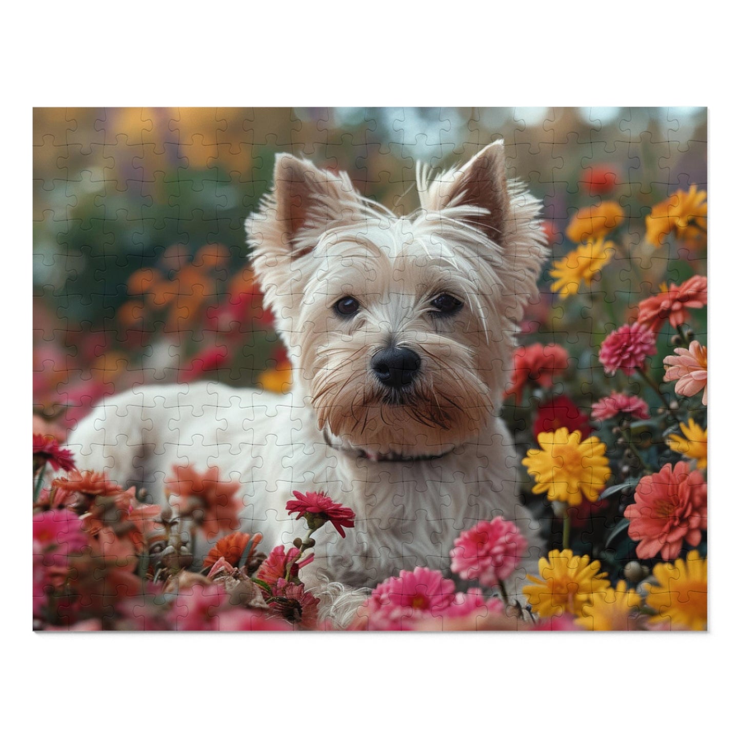 Adorable Westie in Bloom Puzzle Set - 110-1000 Pieces, Perfect Pet & Flower Jigsaw! Metal Box