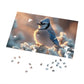 Winter Blue Jay Puzzle - 110-1000 Piece Jigsaws of Snowy Bird Elegance, Metal Box