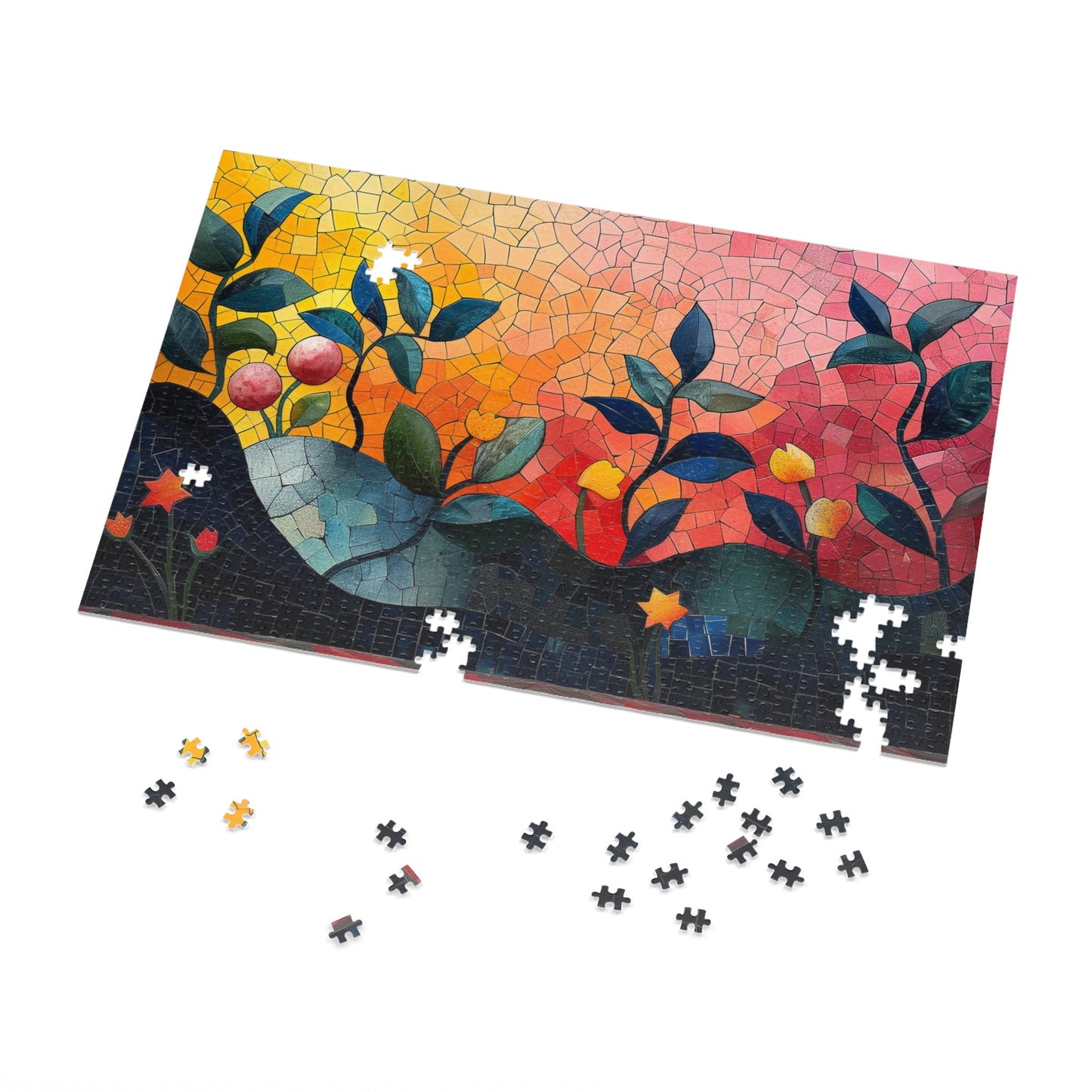 Mosaic Design Floral Jigsaw Puzzle Series, Intricate Tile Art | 110-1000 Pieces | Shipped in a Metal Box