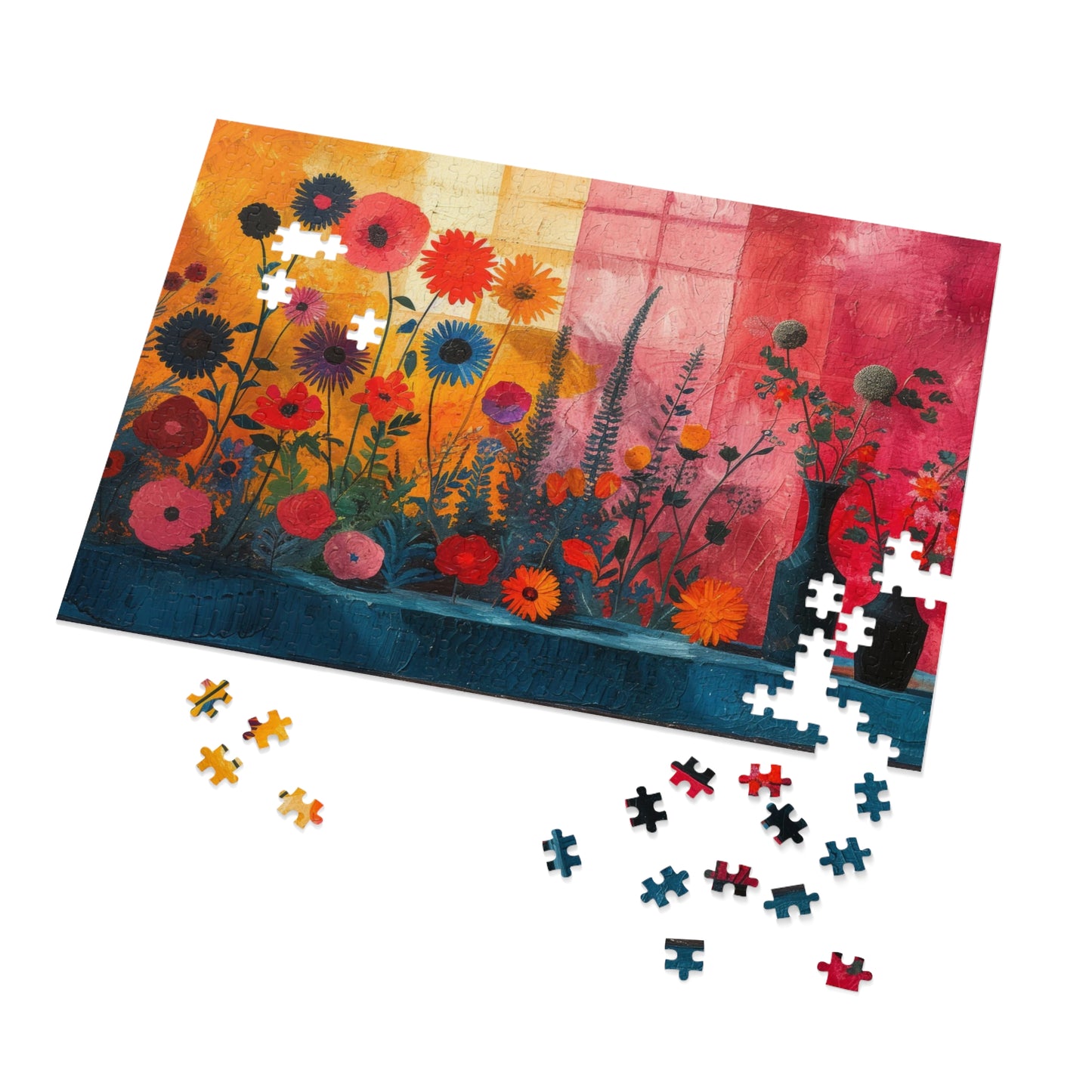 Vivid Floral Mélange Puzzle, Expressive Flower Art Jigsaw, 110-1000pc, Shipped in a Metal Box"