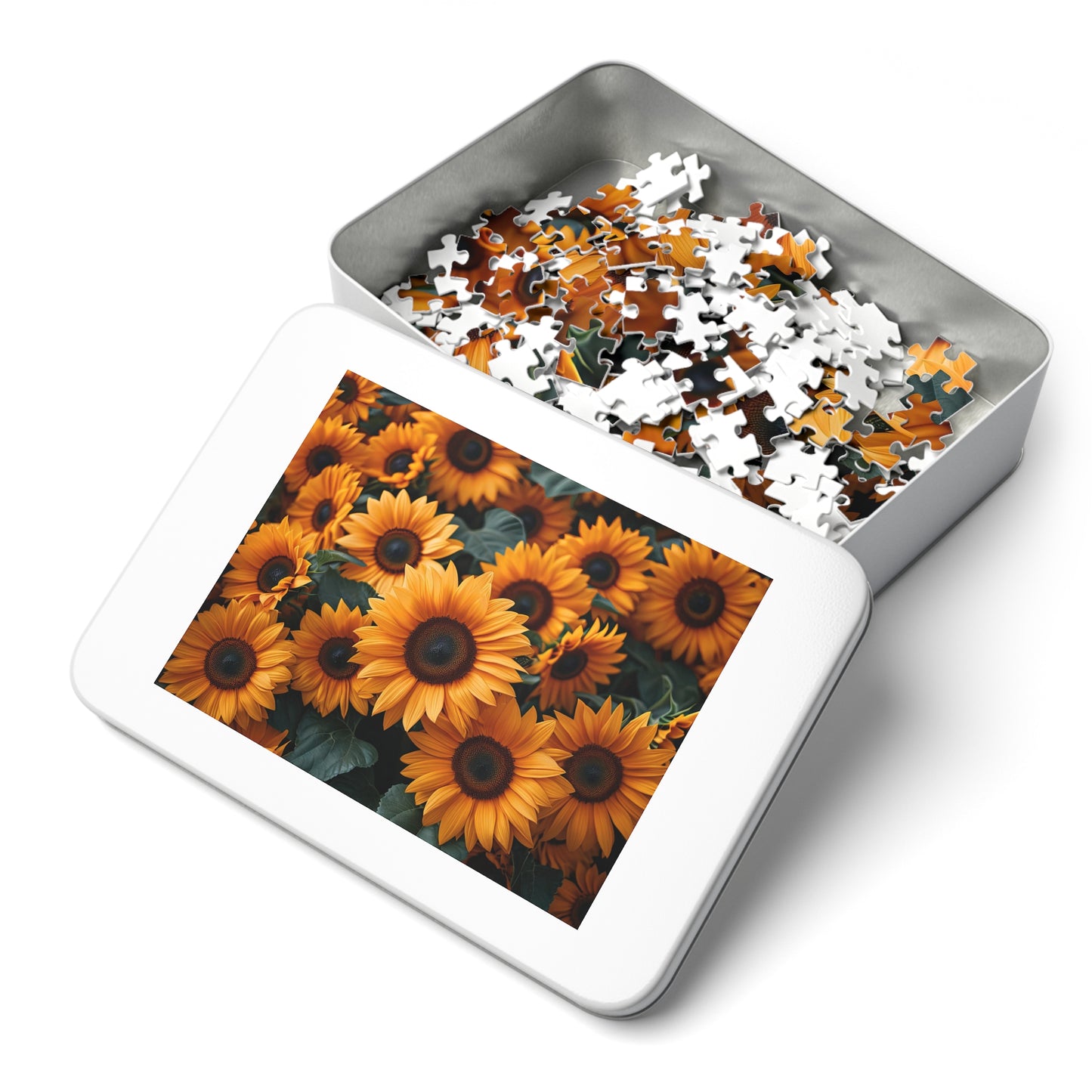 Sunflower Field Puzzle - Bright 110-1000 Piece Sets for Nature Lovers & Puzzle Fans! Metal Box