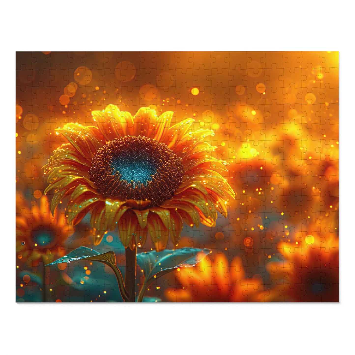 Radiant Sunflower Glow Puzzle - Enchanting 110-1000 Piece Sets for Nature Enthusiasts! Metal Box