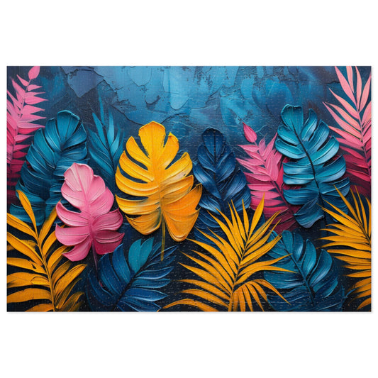 Vibrant Tropical Plant Leaves Jigsaw, 110-1000pc, Exotic Decor Puzzle, Shipped in a Metal Box