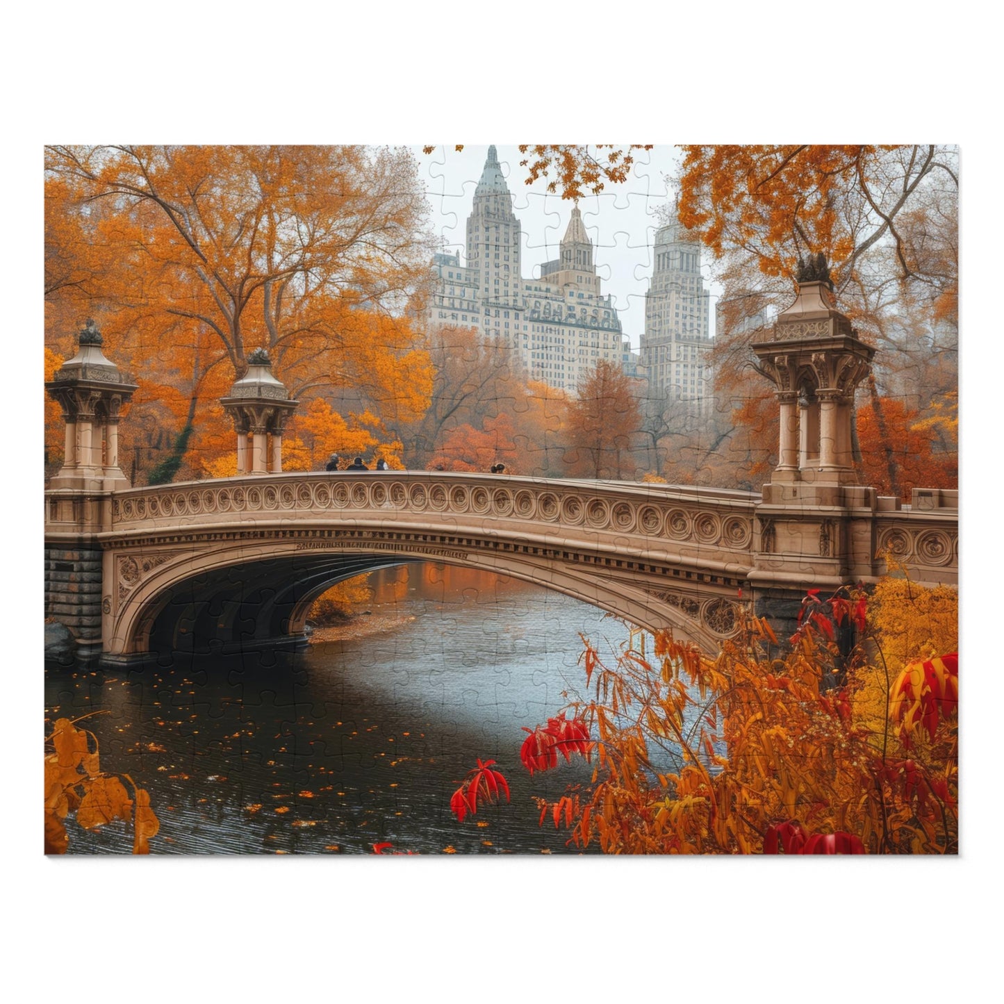 Central Park Bridge Autumn Jigsaw Puzzle Set - 110 to 1000 Pieces, Metal Box