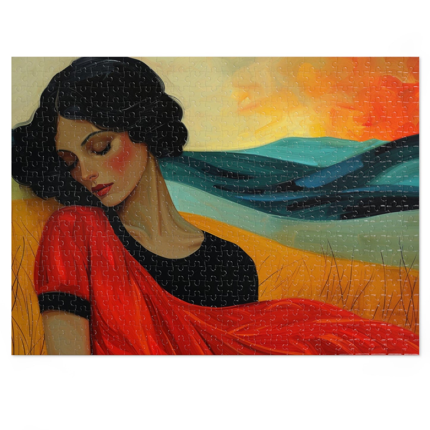 Serene Beauty Jigsaw Puzzle, Woman in Repose, Artistic Portrait, 110-1000pc, Shipped in a Metal Box