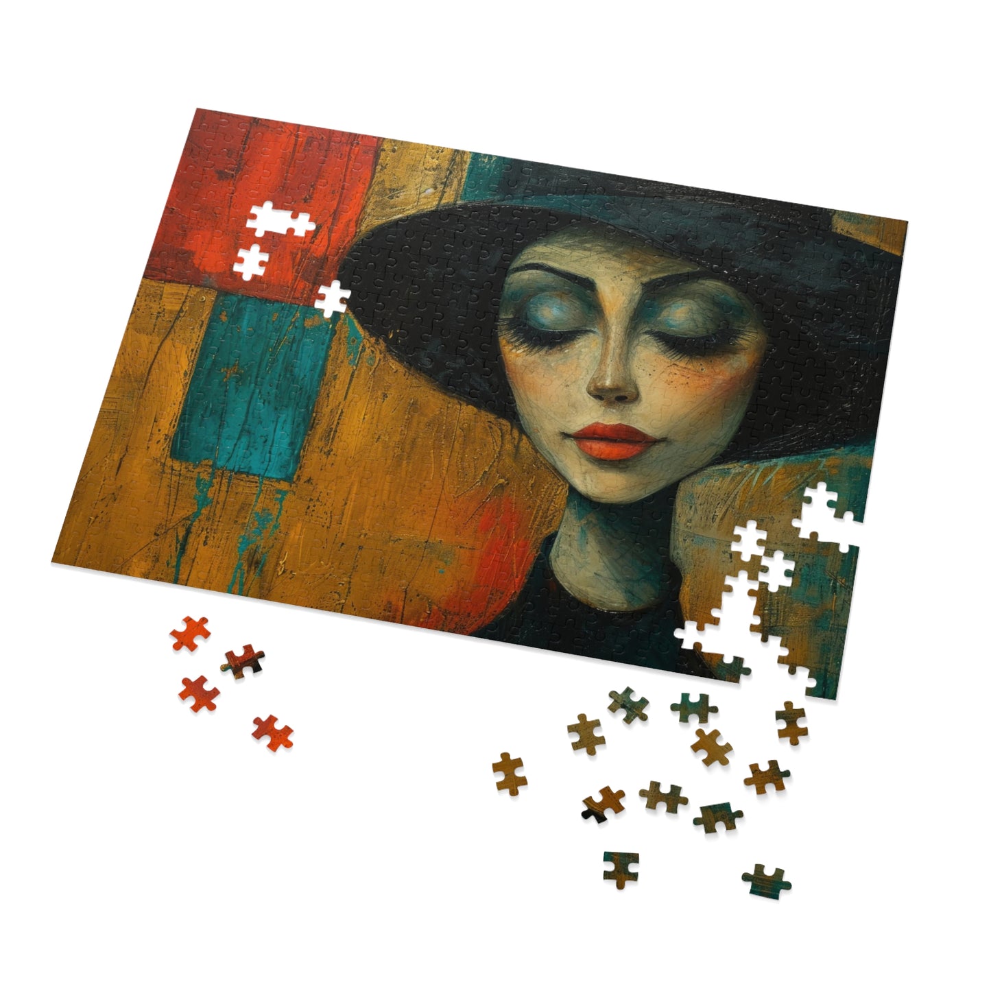 Vintage-Style Fashion Portrait Puzzle, Textured Art Jigsaw, 110-1000pc, Shipped in a Metal Box