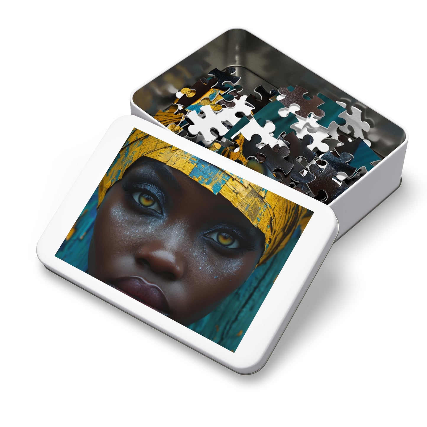 Enigmatic Woman Portrait Jigsaw - Mystique Gaze Puzzle Shipped in a Metal Box