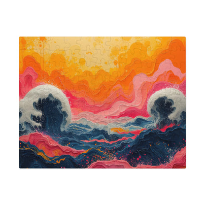 Abstract Ocean Waves Jigsaw Puzzle, Artistic Sea Motion, 110-1000pc, Shipped in a Metal Box