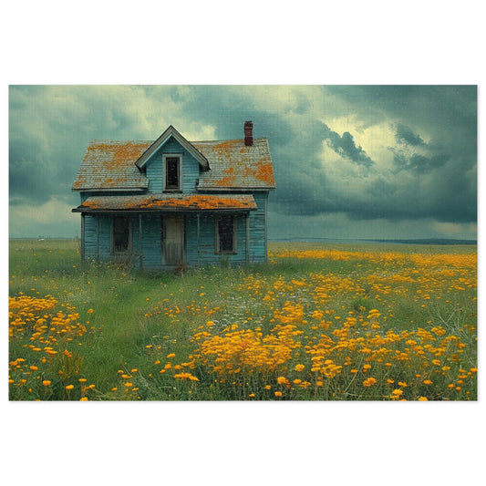 Abandoned Prairie Homestead Puzzle - Rustic Charm in 110-1000 Pieces, Ideal for Collectors! Metal Box