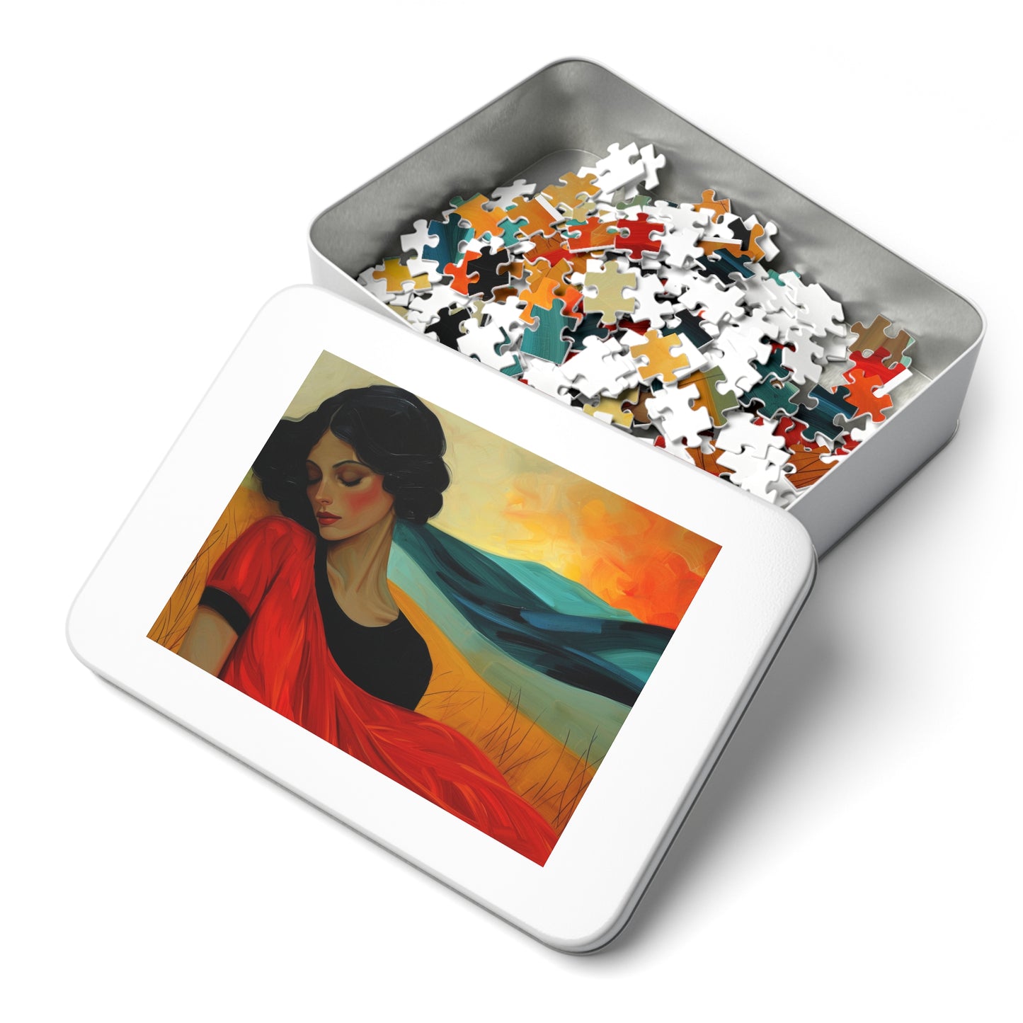 Serene Beauty Jigsaw Puzzle, Woman in Repose, Artistic Portrait, 110-1000pc, Shipped in a Metal Box