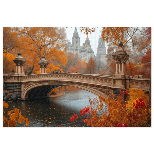 Central Park Bridge Autumn Jigsaw Puzzle Set - 110 to 1000 Pieces, Metal Box