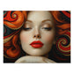 Red Swirls Artistic Woman Portrait Puzzle, Unique Jigsaw, Sizes 110-1000pc, Shipped in a Metal Box