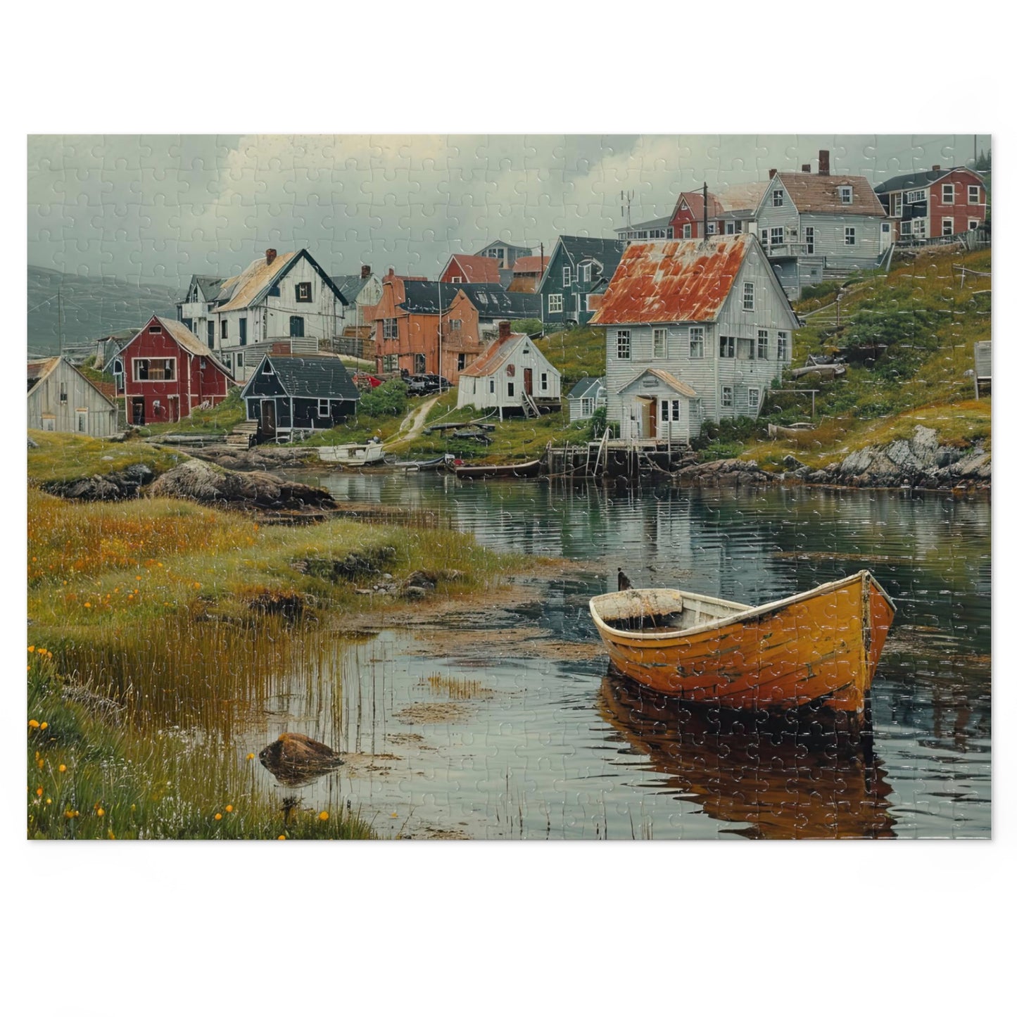 Newfoundland Village Puzzle - Coastal Charm in 110-1000 Pieces, Ideal for Puzzle Enthusiasts! Metal Box